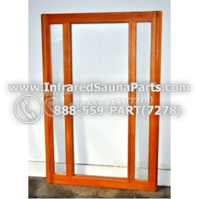 WOOD SAUNA WALLS - HEMLOCK WOOD SAUNA PANEL WITH GLASS OUT ( 73" x 48.5" ) IN ( 65" x 23.7" ) 1